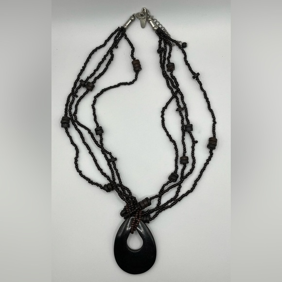 New York & Company Multi-Strand Beaded Necklace with Teardrop Pendant - Picture 1 of 3